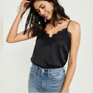 NWOT Abercrombie & Fitch Black Lace-Trim Cami XS